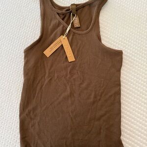 Skims Brown Ribbed Tank Top